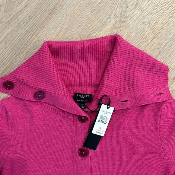 New Talbots Petites Pink Button Up Sweater Cardigan with Front Pockets - Picture 2 of 5